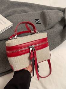 1 pieza Bolsa de cosméticos grande y simple con estilo de fragancia, Bolsa de cosméticos portátil con estilo de fragancia a cuadros, Nueva bolsa cuadrada pequeña de moda, Bolsa de lápiz labial, Bolso de mano, Bolso de hombro, Bolso cruzado, Adecuado para banquetes, compras, ir a trabajar, escuela secundaria, preparatoria, universidad