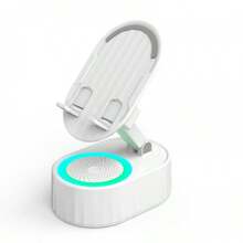 AKLLCCR Wireless Induction Audio Bluetooth Speaker 5in1 Cellphone Holder Emergency Rechargeable (3000mAh) Portable Power Mobile Tablet Stand With Colorful Ambient Light Gifts For Friend, Family - A016-白色 - 查看 2