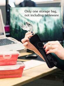 4杯装珍珠奶茶图案保温午餐包，粉色爱心和“真爱”图案保温午餐盒，带黑色餐具袋，大容量学生保温冷藏包 - 彩色 - 查看 8