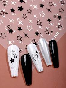 美容贴纸 3 件装星星美甲贴纸，闪亮星爆自粘自粘贴花，适合女性 DIY 自用美甲用品 - 彩色 - 查看 2