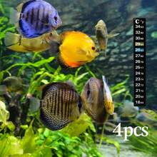 4 Pakcs Self-Adhesive Aquarium Thermometer Strips, Waterproof Temperature Indicator For Fish Tanks, Reptile Terrariums & Amphibian Habitats With Instant Read LCD Display - Multicolor - View 6