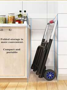 1 pieza Carrito de equipaje plegable para uso doméstico, carritos, carros de carga portátiles, carros pequeños para tirar de cargas pesadas, carros de uso doméstico para transportar mercancías, carros para mover mercancías en oficinas y carros para transportar mercancías en restaurantes. Plegable y fácil de almacenar, son la mejor opción para usuarios domésticos, de oficina y de restaurante para mover mercancías.