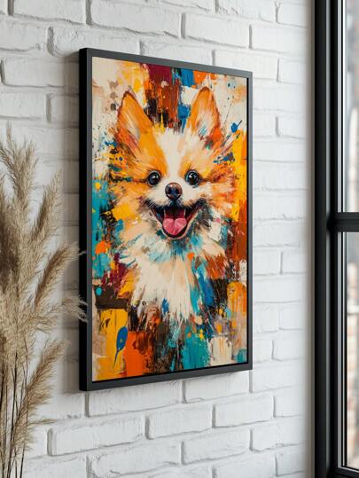 Quadros Decorativos Lulu da Pomerânia Spitz-alemão-anã Grafite – Quadro Pet Ideal para Sala de Estar, Escritório, Hall de Entrada