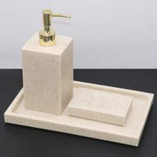 Harz Badezimmer Set, inklusive Seifenspender, Zahnbürstenhalter, Spülbecher, Seifenschale, Tablett, Kammhalter usw. Frei konfigurierbare Badezimmer Deko und Aufbewahrungszubehör für Ausstellungsbäder/Badaccessoires Badorganizer Herbstdekoration Einschulung