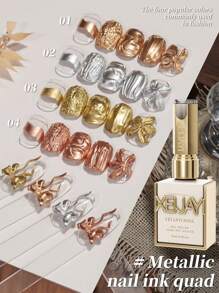 XEIJAYI 4 Colors 15ml New Popular Metal Nail Gel Semi Permanent Nail Art Soaking UV LED Nail Salon DIY Nail Salon Gel - Multicolor - View 2