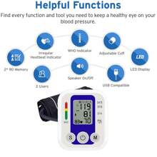 Monitor de presión arterial portátil en el brazo con sensor de presión, equipo de monitor de presión arterial automático, esfigmomanómetro digital, tensiómetro con brazalete para el brazo superior, monitor de presión arterial electrónico, tensiómetro
