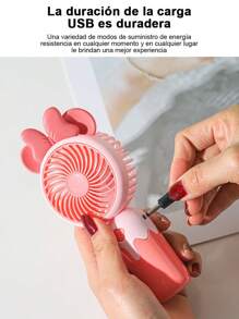 Handheld Fan Cartoon Cute Animal Desktop Outdoor Multifunctional Mobile Phone Holder Fan USB Charging Wind Power Summer Silent Electric Fan Student Dormitory Desktop Office Small Portable Mini Handheld Small Fan - Green - View 6