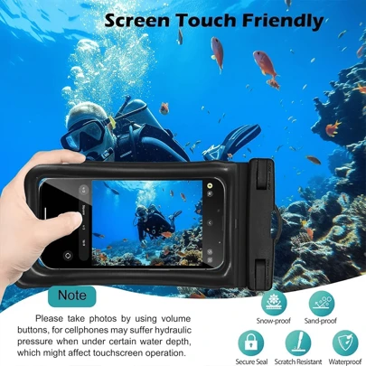 防水手机袋保护套 - [1 个装][易锁 & 重型] IPX8 防水手机干燥袋，适用于海滩、颈绳漂浮防水手机壳、手机干燥袋，适用于度假海滩泳池旅行必需品，保护套兼容 iPhone 16 15 14 13 12 11 Pro Max Plus XS XR、Galaxy S24 S23，最大 7.2 英寸