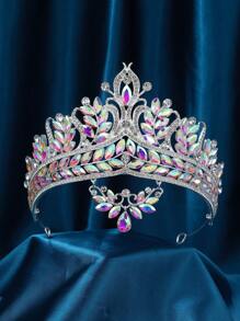 Rhinestone Leaf Wedding Tiara Headband For Brides, Rose Gold Crown Headband For Pageants Wedding Prom Birthday - Multicolor - View 2