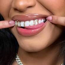 THATBOY 3pcs Fashion Personalized Hip Hop Jewelry Grillz Copper Inset Zirconia Hollow Grillz Out Cool Gift For Men And Women