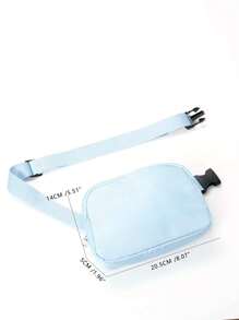 尼龙运动腰包/斜挎包，可装手机，适合跑步、徒步、骑行、健身等运动，时尚休闲简约设计，男女通用，适合学生使用。 - 薄荷藍 - 查看 3