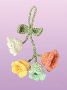 Accesorio de flor de lirio tejido a mano para colgar en el espejo retrovisor del coche, decoración interior automotriz, regalo para el Día de San Valentín, Navidad y Año Nuevo (longitud de la flor ajustable) - Multicolor - Ver 16