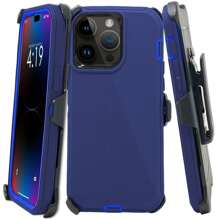 Funda protectora resistente a prueba de golpes compatible con iPhone 17/16/15/14/13/12/11/Plus/Pro/Pro Max con clip para cinturón - Azul - Ver 1