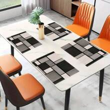 Set de 1/4/6 individuales de lino, manteles rectangulares de 12x18 pulgadas, con patrón geométrico a cuadros en negro y gris, individuales tejidos lavables a máquina para comedor, cocina, fiestas, decoración de cafetería - Multicolor - Ver 4