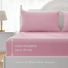 Luxurious And Breathable Bedding Set, Consisting Of 1 Flat Sheet, 1 Soft Bed Sheet And 1/2 Pillowcases - Ultra-Soft Cotton That Is Wrinkle-Resistant, Hypoallergenic And Easy To Care For. - 玫瑰紅 - 查看 7