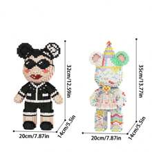 3,050+ 件蛋糕熊和老虎脸积木玩具，熊猫系列建筑组装玩具装饰，采用 ABS 材料制成，可培养力量和智力，是送给他或她的完美礼物 - 彩色 - 查看 4