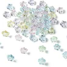 70Pcs 7 Colors Baking Paint Transparent Glass Beads Strands, Star, Mixed Color, 8x8x4mm, Hole: 0.8mm, 10pcs/Color