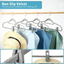 10pcs Gray/Black Velvet Hangers Clips Pack Of 10, Pants Hangers Velvet Clips, Large Opening Clip Strong Finger Flocked Clips Perfect For Use With Slim-Line Clothes Velvet Hangers