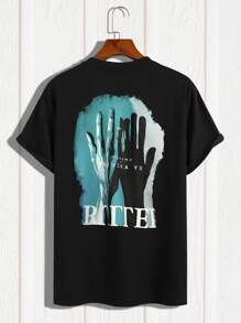 Men's Casual Hand Print Letter Short Sleeve T-Shirt Top, Fashion For Spring/Summer