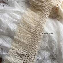 1yard Wide Edge Tassel Lace Trim, DIY Handicraft And Garment Decoration Accessory For Sewing And Weaving - Beige - View 4