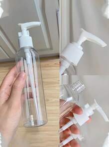 15 piezas Botellas dispensadoras transparentes a presión de 3.38oz a prueba de fugas, esencial de viaje - Adecuado para loción, gel de baño, crema facial, aceite de masaje, champú y acondicionador, portátil, a prueba de fugas, reutilizable, ideal para viajes y uso diario. - Blanco - Ver 3