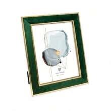 Velvet Picture Frame With Metallic Gold Double Border, Photo Frame, Horizontal & Vertical, Made For Tabletop & Wall Display, For Home And Office (8x10, Green)