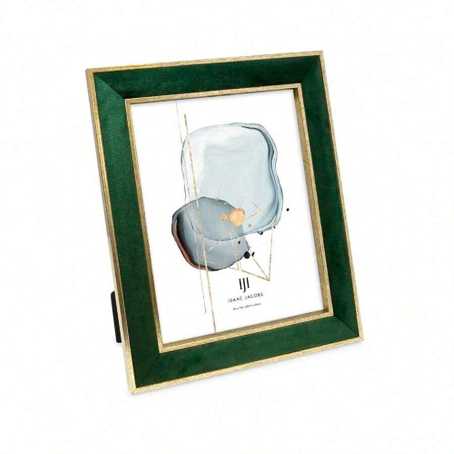 Velvet Picture Frame With Metallic Gold Double Border, Photo Frame, Horizontal & Vertical, Made For Tabletop & Wall Display, For Home And Office (8x10, Green)