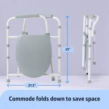 Medline 3 en 1 de acero plegable mesita de noche, cómoda silla para inodoro es de altura ajustable, se puede utilizar como inodoro elevado, soporta 350 libras - Asiento regular - Ver 2