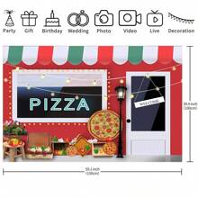 1PC Cooking Pizza Shop Theme Party Decoration Background -82.7 * 59.1/59.1 * 39.4/39.4 * 29.5in, Pizza Cafe Shop Photography Background Newborn Shower Cake Table Banner Photo Booth Props