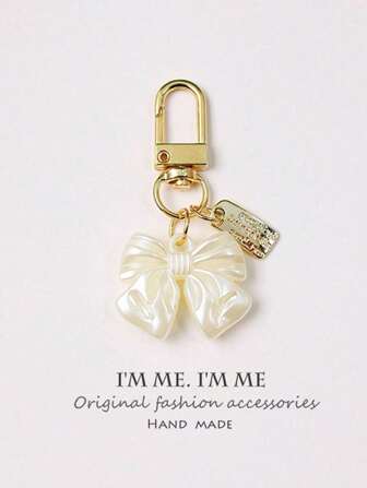 Fashionable Alloy Letter Label Faux Pearl Texture Hanging Decoration Bag Accessories Bridesmaid Gifts Summer Bows