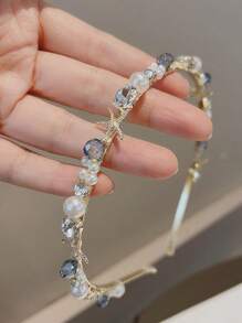 1pc Elegant Fashion Casual Pearl & Starfish Headband For Women, Suitable For Formal Events, Parties,Hairband,Hair Hoop Headbands