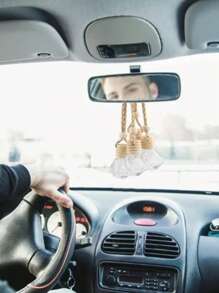 10/2pcs 0.27oz Hanging Car Air Fresheners Diffuser, Refillable Transparent Glass Essential Oil Fragrance Diffuser Pendant Mini Bottles Gifts Birthday Graduation - Multicolor - View 1