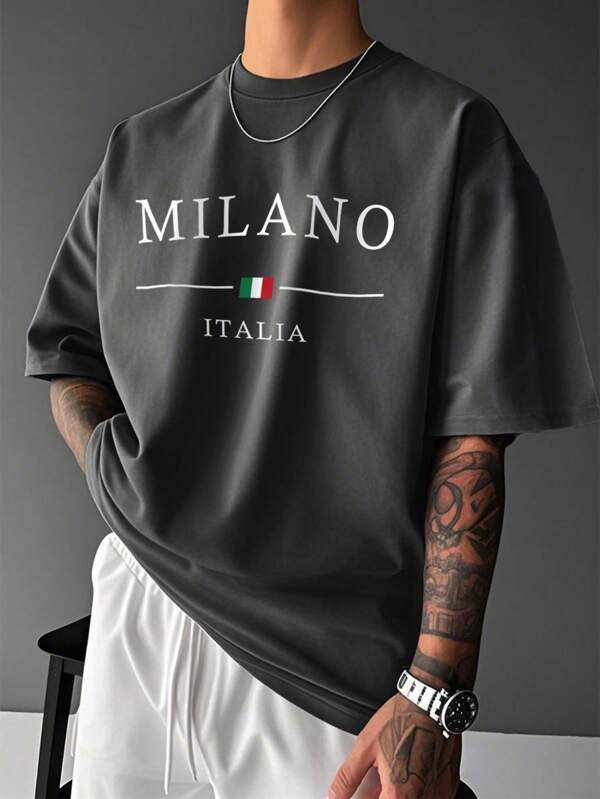 Men's Casual Minimalist Letter Print Short Sleeve T-Shirt