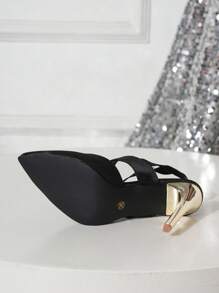 2025新款欧美风时尚性感超高跟尖头女士百搭高跟秋季单鞋 - 黑色真絲 - 查看 7