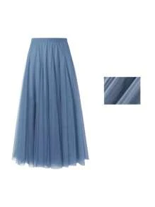 1pc Women High Waist Maxi Tutu Skirt, Available In Lake Blue, Pink, Olive Green, Blue Grey, Black, White, Red, Fluffy 4-Layer Mesh With 1 Layer Lining, No Bone Petticoat, Suitable For Dress Up, Stage Performance, Summer Mesh Skirt, Cosplay Fall Clothes For Women - Multicolor - View 9
