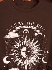 Live By The Sun Women's Graphic T-Shirt - 鏽棕色 - 查看 2