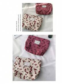1 pezzo Borsetta per trucco, bella con motivo floreale a rose, portapennelli, porta cancelleria, pochette multifunzionale con zip, borsetta cosmetica portatile, porta medicinali, salviette e tessere, confezione regalo, borsa da toilette, custodia per cosmetici da donna, per contenere rossetti, pennelli da trucco, prodotti per la cura della pelle, telefono cellulare, monete, piccoli articoli, per uso domestico, da viaggio, per vacanze e scuola, per spiaggia, bagno, camera da letto, grande capacità