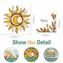 1 件可移除彩色静电玻璃贴纸，家居/窗户装饰，防撞礼物生日毕业房间装饰家居装饰墙壁装饰浴室装饰卧室装饰房间装饰用品客厅装饰家居装饰客厅墙壁艺术墙纸贴纸 - 彩色 - 查看 4
