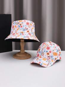 2pcs Polyester Fiber Jacquard Bucket Hat & Beret Hats, Party & Beach Accessories - Multicolor - View 7