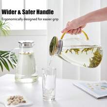 2-In-1 Glass Teapot 77 Oz, Heatproof Borosilicate Glass One-Touch Tea Kettle, Leakproof Infusion Beverage Pitcher - Multicolor - View 11