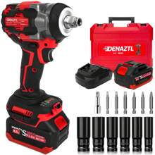 Denaztl Cordless Impact Wrench, 450Ft-Lbs (600N.M) 1/2" Brushless Impact Gun, 21V High Torque Power Impact Driver, 4.0Ah Battery Electric Impact Motor 3 Variable Speeds For Car/Truck RV/Mower