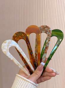 1pc Vintage Stylish U-Shaped Acetate Hair Clip For Women, Suitable For Ages 14+, Daily Decorative Accessory, Perfect Mother's Day Gift Hair Combs Combs For Hair Side Comb