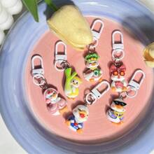 6 pezzi Ciondolo portachiavi carino a forma di papero ricco, regalo divertente per coppie, migliori amici, studenti, accessori per auto, ciondoli per borse, accessori per zaini stile gotico Y2K, cordini con porta badge