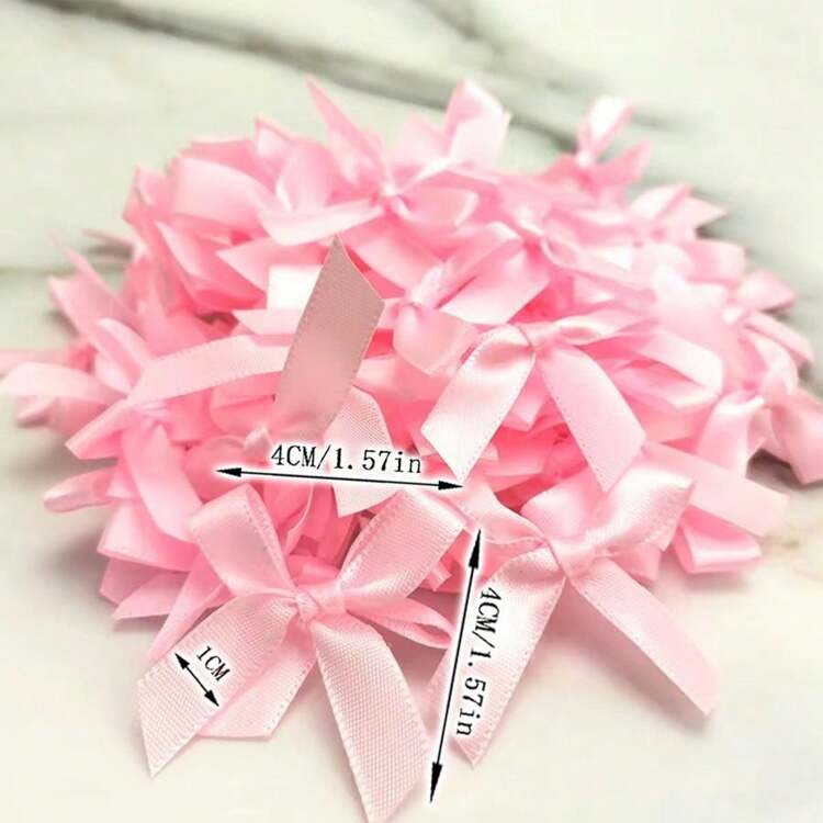 50/100/200 piezas Mini lazos de cinta artesanales de colores variados, lazos de cinta pequeños, flores de lazo para regalo, empaquetado, boda, fiesta de cumpleaños, costura, scrapbooking, decoración DIY - Multicolor - Añade 19