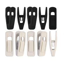 10pcs Gray/Black Velvet Hangers Clips Pack Of 10, Pants Hangers Velvet Clips, Large Opening Clip Strong Finger Flocked Clips Perfect For Use With Slim-Line Clothes Velvet Hangers