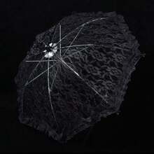 1pc Random Floral Pattern Photography Studio Prop Umbrella, Lace & Flower Design, Small Size Wedding Decor Craft Umbrella Summer Cooling,Beach,Travel