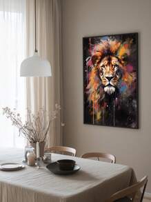 Decorative Paintings Lion Face Colorful – Ideal Frame For Living Room, Office, Entrance Hall, - 黑色 - 查看 5