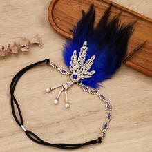 1 Băng đô lông vũ phong cách thập niên 1920 dành cho nữ, dạ hội hóa trang, tiệc độc thân, tiệc ngày lễ, mũ đội đầu lễ Phục sinh Halloween - A - Xem 12