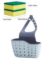 1pc Sink Hanging Drain Basket With Silicone Storage Box, Adjustable Shoulder Strap Drain Rack, Sponge Holder, Faucet Hanging Basket, Kitchen Storage Bag, Perfect For Storing Sponges And Rags In The Kitchen