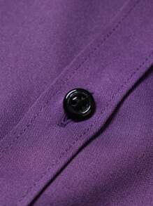 1 pièce Chemise à col polo pour hommes, manches courtes, couleur unie violet "Best Seller", décontractée chic pour le bureau, coupe slim, résistante aux fripons